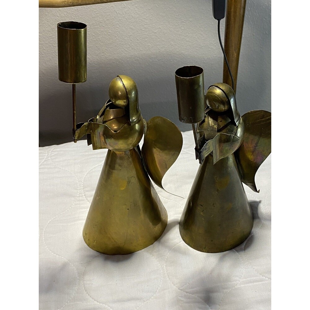 Brass Angel Candle Holders Jaipur? India Brutalist Style - 2 Qty. Heavy Brass